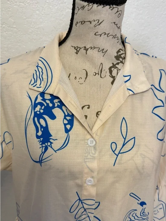 Commense "Ciao" Graphic Print Mini Dress - XS - Bell Sleeve & Tiered Hem - Picture 8 of 14